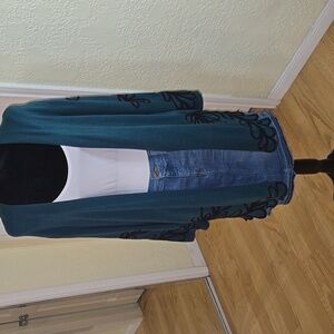 Chico's Teal Knit Long Cardigan